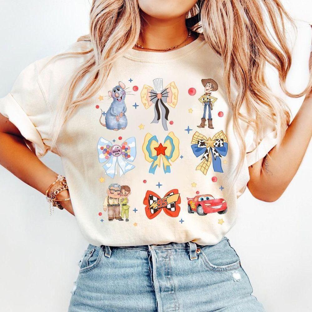 Pixar Movie Coquette Bows Watercolor Disney Vuitino Shirt